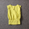 个性无袖V领收腰短款T恤欧洲站女装2018夏装新款纯色上衣 XL 黄色