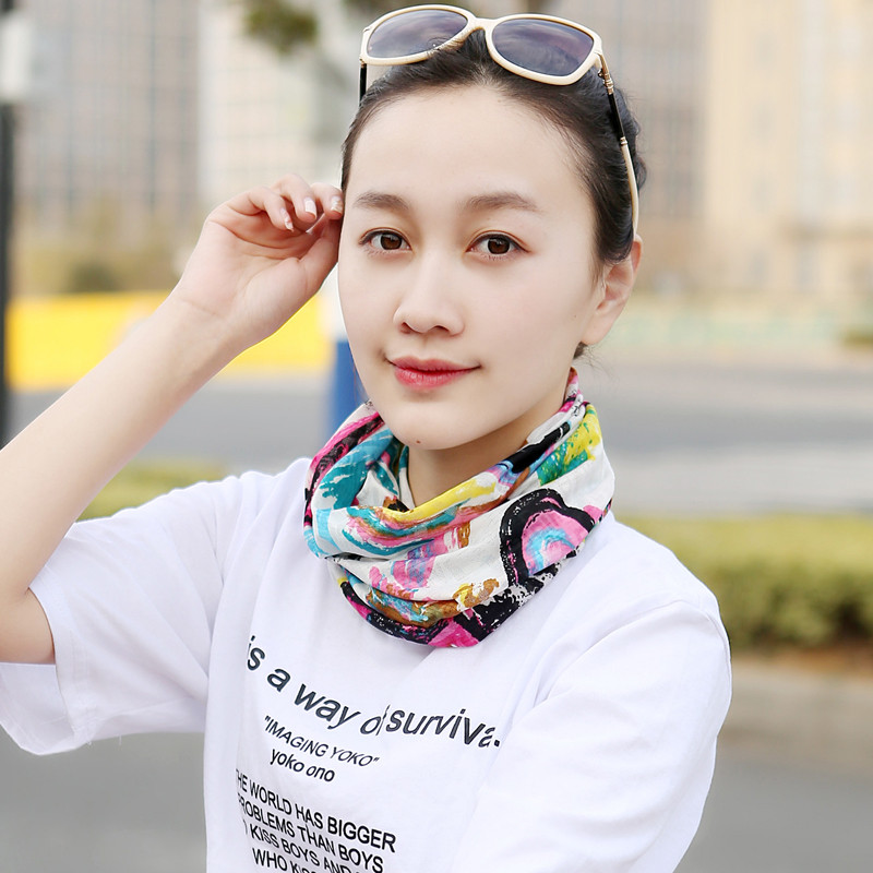 防晒围脖女套头薄款夏户外骑车冰丝小丝巾护颈椎脖套假领子多功能 白