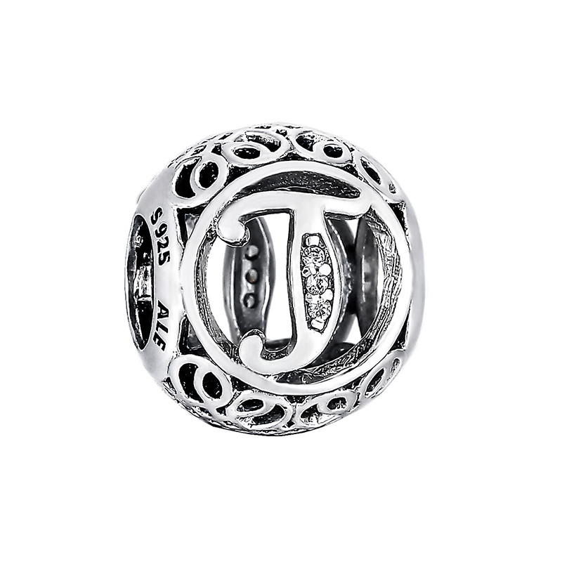 PANDORA潘多拉 复古字母T 925银串饰-791864CZ 银色