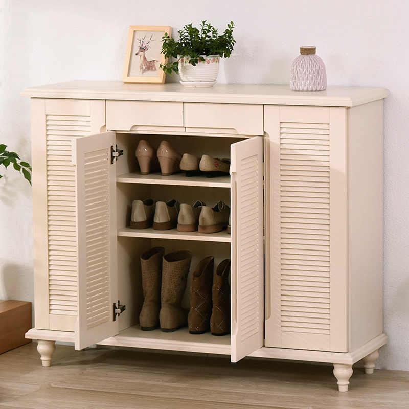 鞋柜百叶口百叶鞋厅储物柜玄关简约鞋柜大容量隔断开清漆鞋柜百叶圆腿