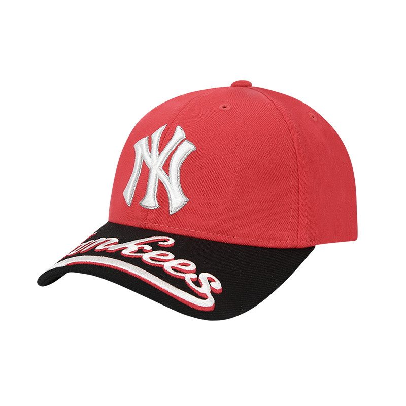 现货MLB儿童帽子男孩女孩棒球帽宝宝鸭舌帽秋冬季韩国正品NY洋基队刺绣遮阳防风时尚儿童帽子 F2码/4-7岁/49-51cm 红色NY字母款儿童棒球帽