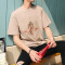 夏款新款宽松圆领短袖港风男生韩版卡通印花T恤情侣学生时尚半袖 S 军绿色