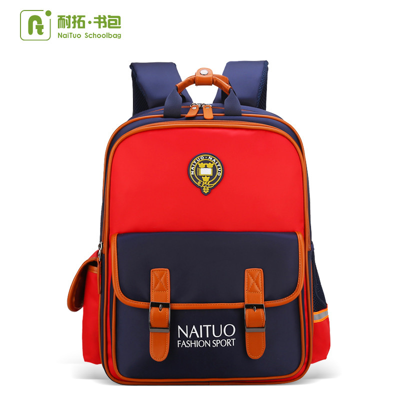 耐拓（NAITUO）N833小号 英伦风尼龙小学生书包6-7-12岁儿童书包1-3-6年级减负儿童书包 红色