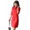 女士新品女装秋装潮韩版不规则打底蕾丝连衣裙小个子搭配夏款裙子 XL 红色
