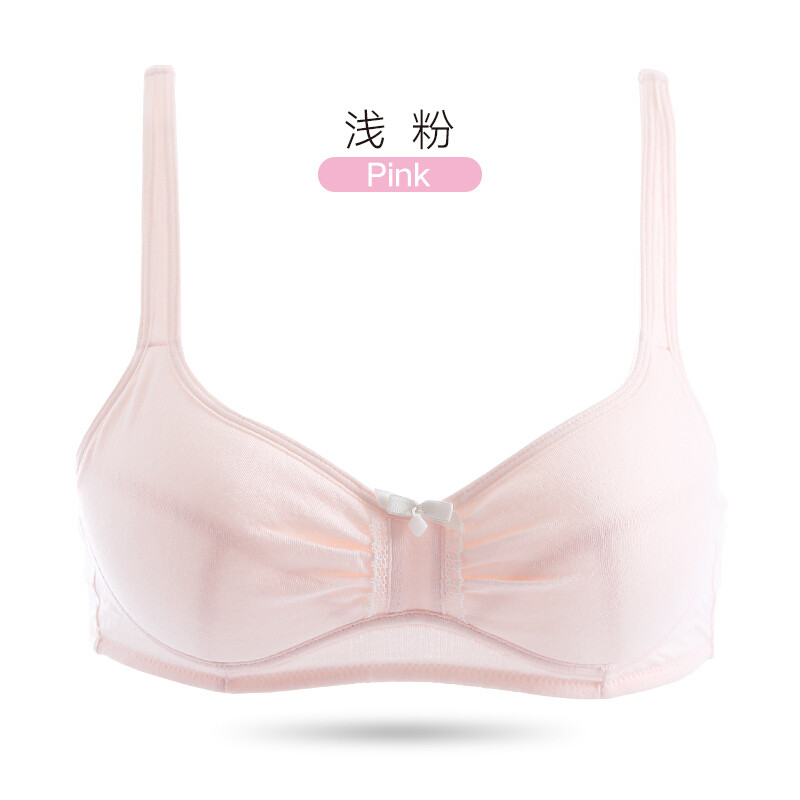 少女内衣育期无钢圈小胸聚拢夏季初中18高中学生19岁薄款文胸罩_4_8 70B d86107浅粉