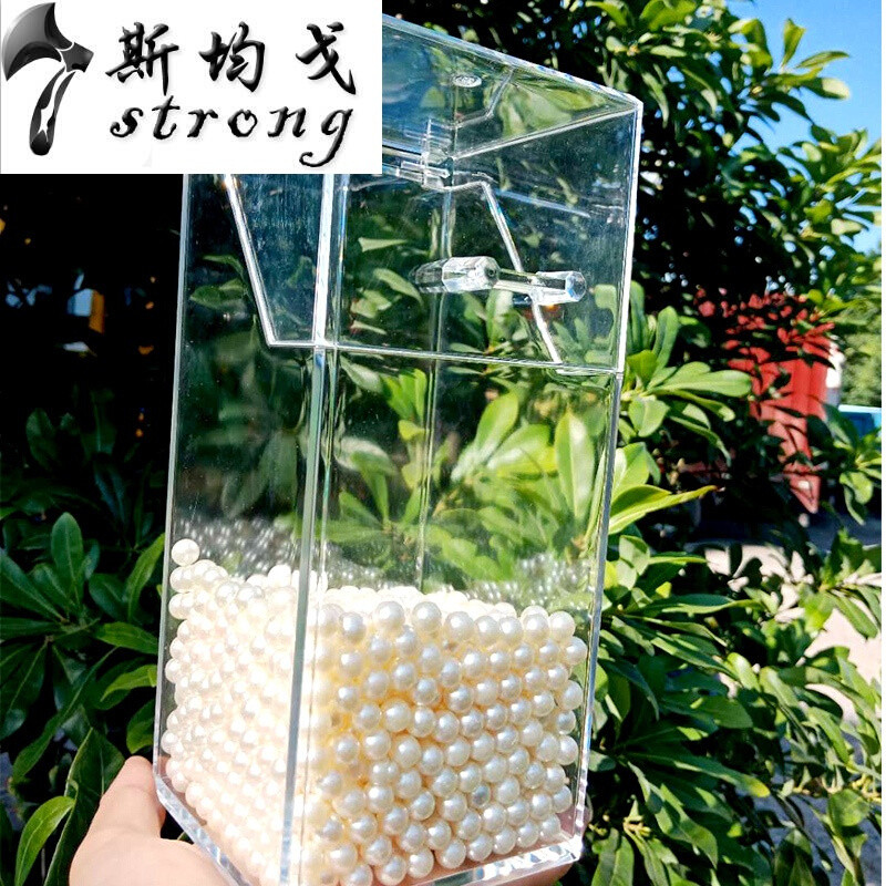透明亚克力化妆刷收纳桶美妆刷收纳盒笔刷筒桌面收纳盒防尘有盖透明刷桶+粉色珍珠 升级款刷桶+米色珍珠