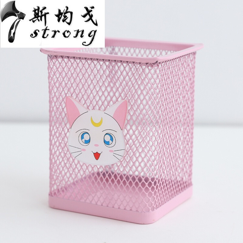 创意时尚可爱韩版学生小清新创意桌面办公收纳盒文具桌面摆件 方形白猫