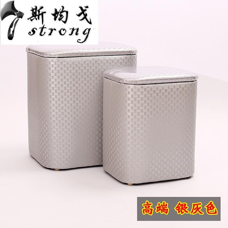多功能收纳凳子可坐家用现代简约实木换鞋凳皮布艺沙储物凳耐脏席色（皮艺）_4 高端银灰色（皮艺）