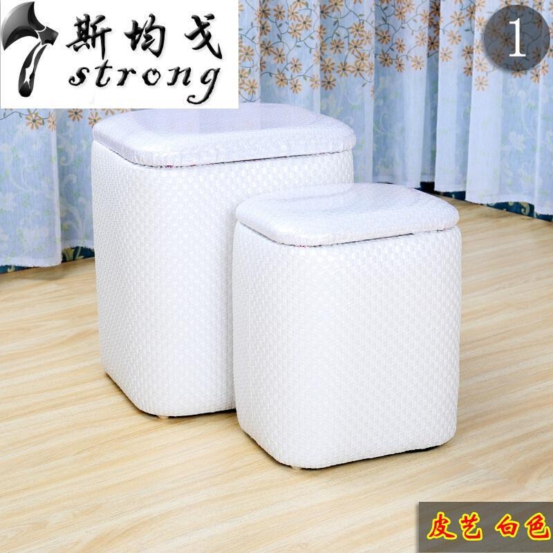 多功能收纳凳子可坐家用现代简约实木换鞋凳皮布艺沙储物凳耐脏席色（皮艺）_4 皮艺白色