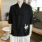 中国风夏季棉麻汉服上衣男亚麻唐装复古居士服禅修道服中式男_3_5 XL T21白色