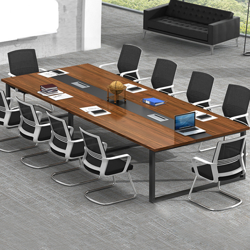 钜晟 办公桌现代板式4.0米钢架会议桌JS-ZAH05 4米*1.5米桌面配14张椅子