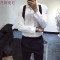 2017新款黑白拼接背带衬衫男士韩版衬衣欧美走秀同款型师潮服_1 2XL 白色