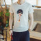 中国风男装T恤男印花上衣夏季薄款短袖T恤 3XL 白色