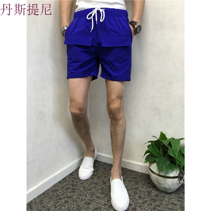 2018男士夏季薄款五分短裤速干夏天休闲裤精神社会小伙刘叉叉同款_3 3XL 蓝色