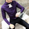 2018新款春季韩版男士紧身长袖衬衫衣服型师服装帅气修身衬衣土_0 M 紫色