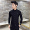 2018新款春季韩版男士紧身长袖衬衫衣服型师服装帅气修身衬衣土_0 M 黑色H161