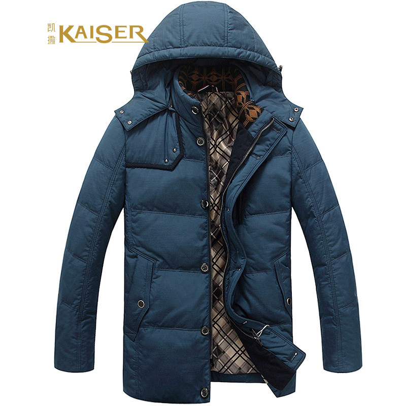 凯撒(KAISER) 新款男士时尚休闲连帽羽绒服 L(175/92A) 湖蓝色
