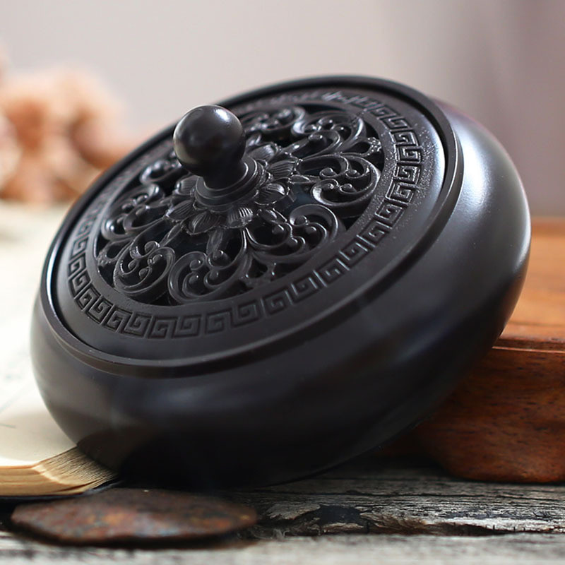 乐逸仕(leyishi)平底镂空香炉家用室内摆件熏香炉-紫铜-古藤款