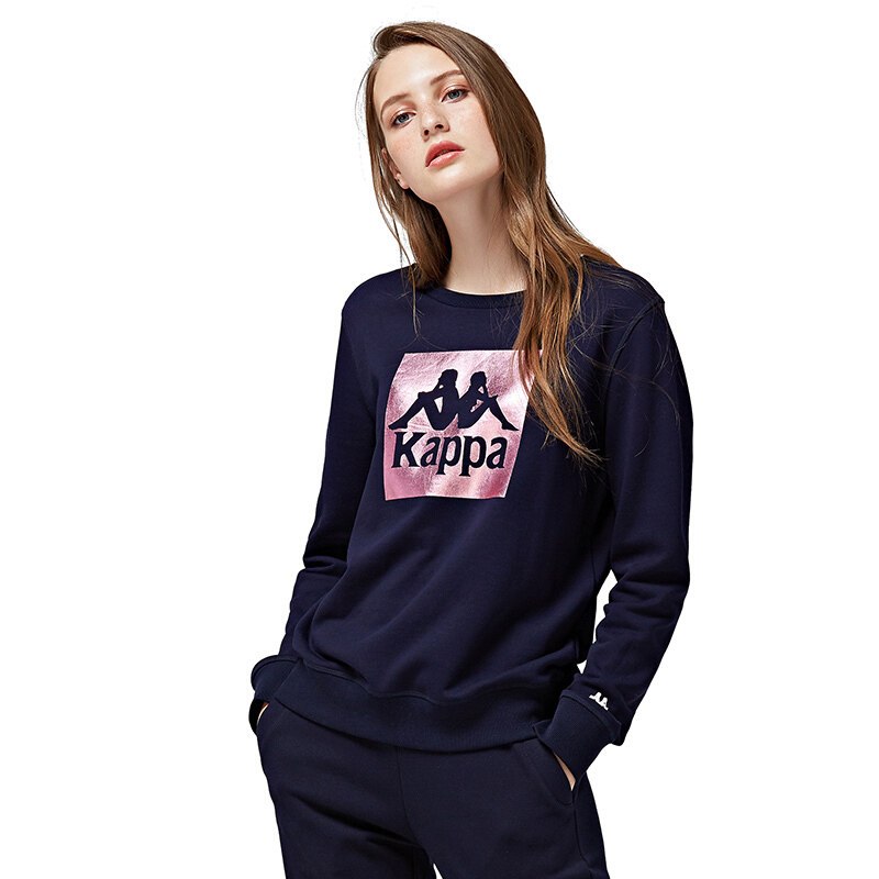 KAPPA/卡帕专柜女子运动服2018秋款圆领套头针织卫衣|K0862WT13 XL 深海蓝0862WT13-888