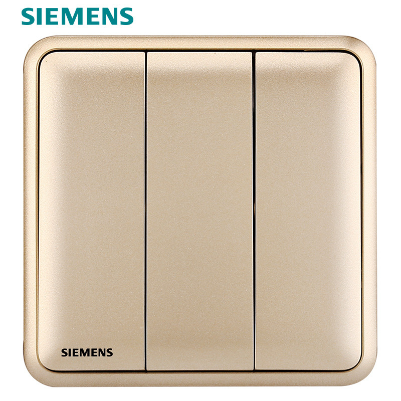 西门子(SIEMENS)开关插座面板 皓睿系列 砂釉金 三开单控开关 三开单控 三开单控