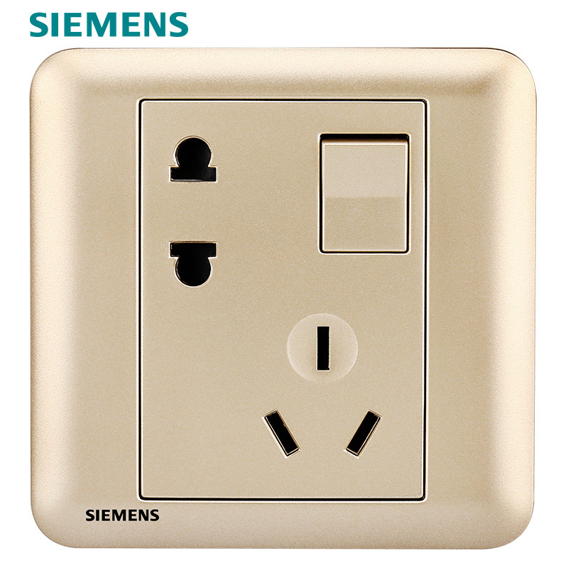 西门子(SIEMENS)开关插座面板 皓睿系列 砂釉金 五孔带开关插座 双控 五孔带开（双控） 五孔带开（双控）