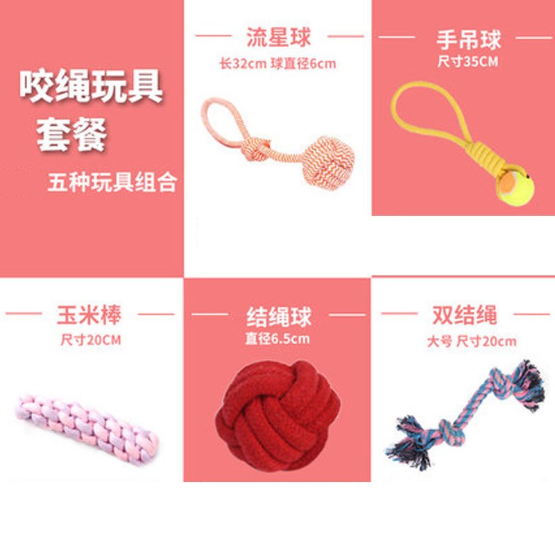 狗狗玩具磨牙发声小狗玩具球泰迪幼犬哈士奇金毛训练通用宠物用品宠物玩具套装玩具生活日用 咬绳结绳玩具套餐