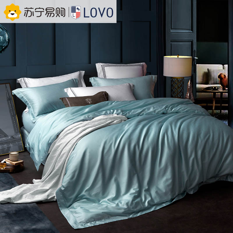 LOVO 吉尔吉特-巴基斯坦进口埃及棉 床品四件套（T300） 1.8m床 绿色
