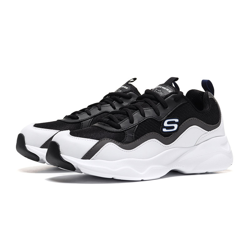 Skechers斯凯奇男鞋熊猫鞋2018新款D‘lites厚底耐磨运动鞋 999859 999859/WCC白色+炭灰色 44码
