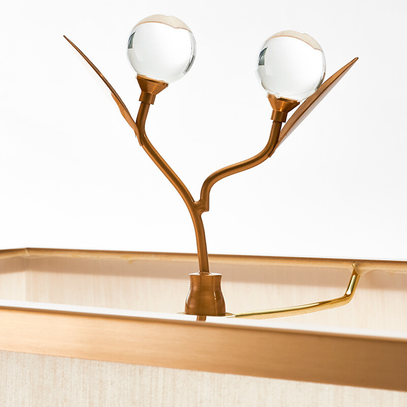 后现代创意金色树叶简约台灯样板房客厅卧室台灯如图按钮开关 默认