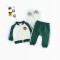 2018婴童男女童字母卡通小熊棒球服运动套装 衣标90 墨绿色