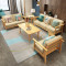 老故居 沙发 实木布艺沙发组合 大小户型实木框架沙发 1+2+3+041茶几+角几*1