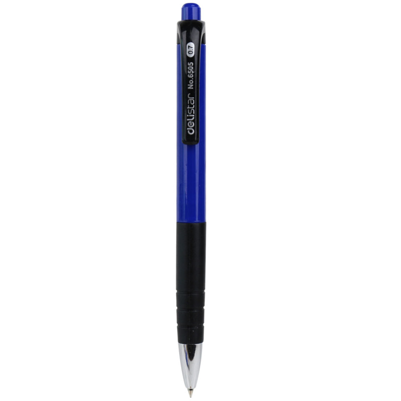 得力(deli) 6505 按动圆珠笔0.7mm 办公蓝色 12支/盒装 蓝色