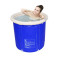 洗澡可折叠儿童便携式泡澡盆家用浴桶便捷大人洗浴缸大号塑料 蓝色(小号)65*70CM