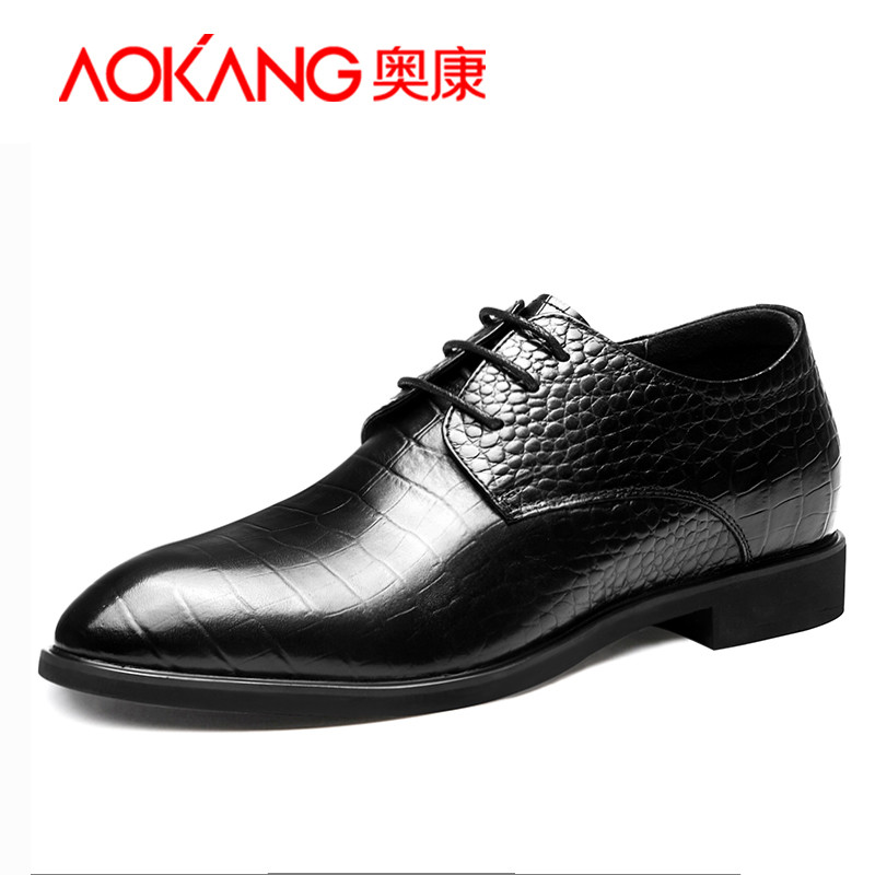 奥康(AOKANG)男鞋春秋季正装皮鞋尖头内增高鞋6cm商务休闲鞋 男