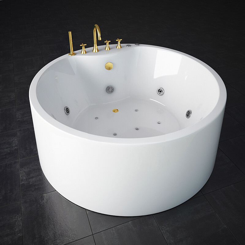 亚克力欧式独立式一体浴缸圆形按摩酒店双人情侣圆形浴缸