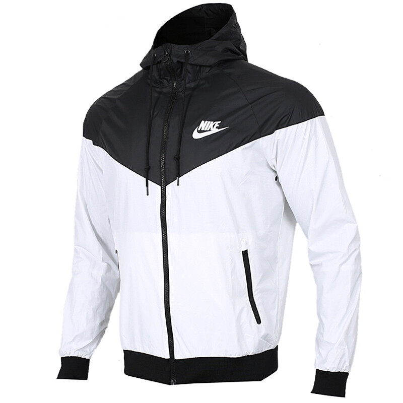 NIKE耐克男装 2018秋季新款风行者运动服连帽防风服舒适透气梭织休闲夹克外套 AJ7936-010 M 黑白AJ7936-100