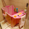 婴儿游泳桶宝宝浴盆儿童洗澡桶可折叠小孩沐浴桶可坐加大泡澡桶 粉色+向日葵+转转乐