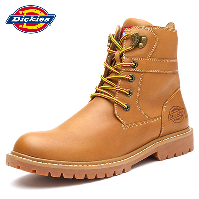 Dickies男鞋2018秋季高帮马丁靴子男油蜡真皮英伦欧美风潮靴子男163M50LXG17 土黄色 44码