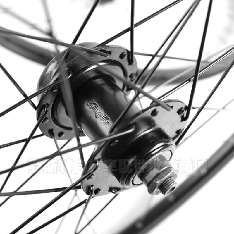 山地自行车26寸辐条轮组双层铝合金捷轮车圈ANTAI旋式32孔铁花鼓_1 黑色【前+后】一对