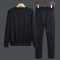 套头卫衣男秋冬季圆领休闲运动套装潮流时尚帅气学生男装两件套YTZ204 XL 蓝色