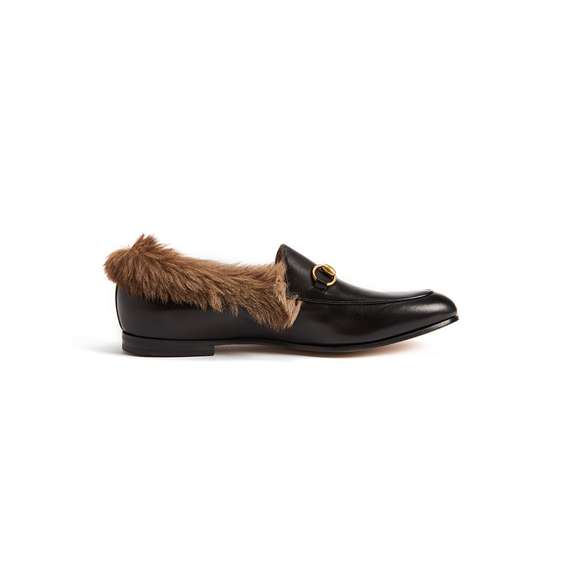 Gucci/古驰 Princetown系列Gucci Jordaan毛皮乐福鞋 黑色 397645 黑色 10