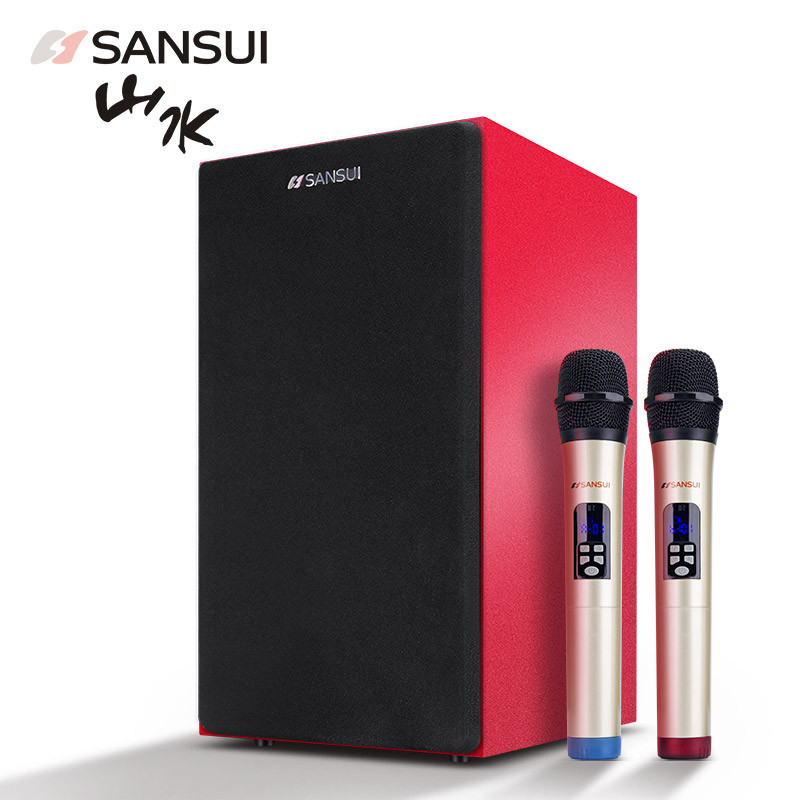 山水（SANSUI） 电视K歌音响套装家用家庭ktv音响 无线蓝牙麦克风k歌设备套装2.1声道k18 红色