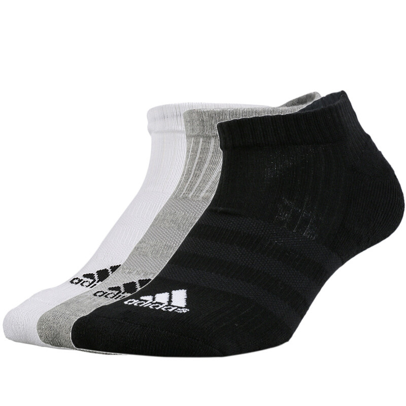 ADIDAS阿迪达斯男女三双装舒适吸汗休闲运动袜子AA2281 黑色 39-42