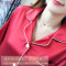 两件套装睡衣女长袖长裤秋季丝绸春秋冰丝韩版宽松甜美开衫可外穿_8 M 绿色纯色