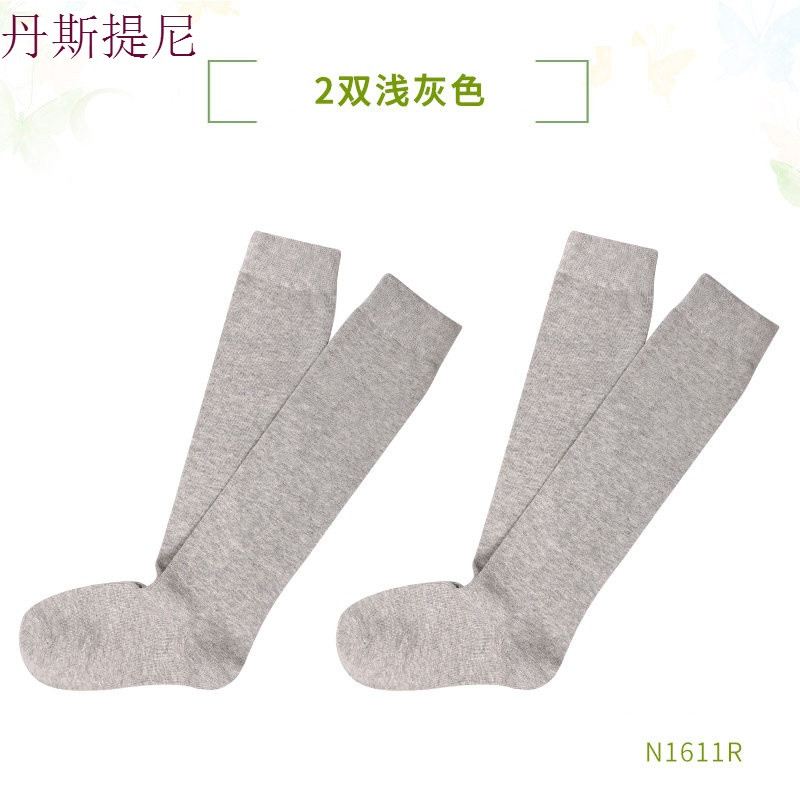 春秋长袜子女韩国中筒袜学院风半截堆堆小腿高筒长筒日系夏薄款 均码 2双浅灰色
