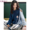 秋款睡衣女2018新款韩版宽松大码可爱长袖春秋纯棉套装家居服秋季_4 M码（适合：80-105斤） X-669