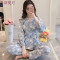 和服睡衣女春秋季花朵长袖纯棉两件套装韩版清新学生大码冬家居服_7 XL FZ#662#合欢草（送眼罩）