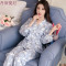 和服睡衣女春秋季花朵长袖纯棉两件套装韩版清新学生大码冬家居服_7 M FZ#662#合欢草（送眼罩）