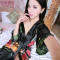 睡裙女冰丝夏季睡袍女性感睡衣衬衫睡裙丝绸家居服春秋晨袍和服薄_7 170(XL) 美女袍黑色