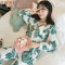 睡衣女秋长袖纯棉日系和服甜美可爱韩版清新学生春秋冬家居服套装 M 两件装和服（芭蕉叶+芭蕉叶）